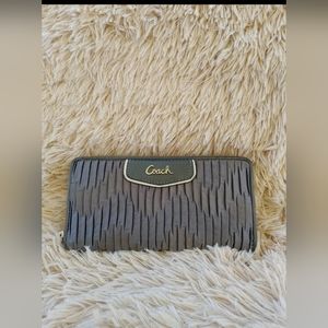 Coach Ashley satin gathered wallet gray